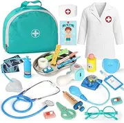 Lehoo Castle Kids Doctor Set, Toy Medical Kits, Pretend Play Doctor Kit Kids with Costume Bag Stethoscope, Role Play Set for 3 4 5 Year Boys Girls