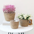 S/M/L Straw Weaving Flower Plant Pot Decorative Flower Basket Garden