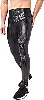 [Kapow Meggings] Kapow Men's Leggings Metallic Holographic Wet Look Shiny Glitter Yoga Tights Festival Meggings Lounge