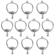 20Pcs Fan Shaped Alloy Open Back Bezel Pendants Resin Frame, Black
