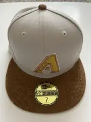Arizona Diamondbacks New Era Corduroy Visor 59FIFTY Fitted Hat 7 Beige/Brown