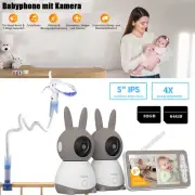 2K Wifi Baby Monitor with Two Cameras,2K/3MP Cameras,5" Split Screen,App Control