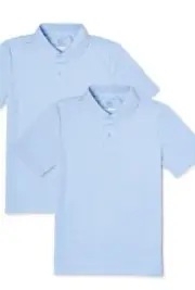 Wonder Nation Boy's School Uniform Short Sleeve Interlock Polo Shirt SZ S 2-pack