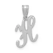 14k White GoldW White Gold Script Letter H Initial Pendant