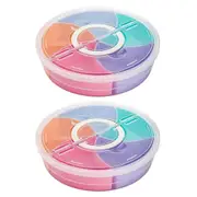 2Pc Multi-Function Food Storage Tray with Lid Food Containers Tray for Nuts and Candy Fruit Snack P