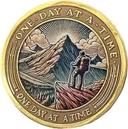 Mountain Climber Man One Day at A Time Medallion Serenity Prayer Chip