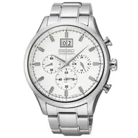 在飛比找ETMall東森購物網優惠-【SEIKO 精工】大錶徑三眼計時男錶 不鏽鋼錶帶 日期顯示