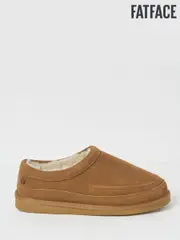 FatFace Lewis Tan Brown Suede Snug Mule Slippers (Q60524) | $98