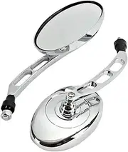 Rear View Mirror 1pair 10mm For Scooter Motorcycle Oval Chrome Rearview Mirrors End Side Mirror