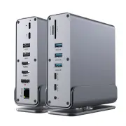 Bakeey HD-175 16-in-1 Type-C Vertical Hub Docking Station with USB 3.1/3.0/2.0 4K HD/DP 100W PD SD/TF RJ45 Ethernet for