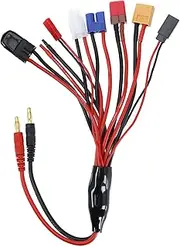 ECSiNG 8 in 1 Charger Adapter Connector Splitter Cable RC Battery Multi Charger to 4.0mm Banana Plug for TRX DIY Bare Wire JST T Plug XT60 EC3 FUTABA TA-Miya