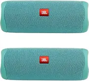 [JBL] Flip 5 Waterproof Portable Wireless Bluetooth Speaker Bundle - (Pair) Teal