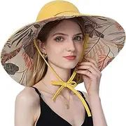 [KEOYA] Women's Sun Hat Cotton Wide Brim Hat Double-Sided Foldable Hats Uv Protection Travel Hat, Hiking Hat, Fishing Hat