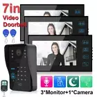 3X 7&apos; Monitor+Camera Video Doorbell Intercom Door Bell Phone Card Password