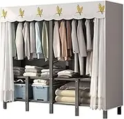 Portable Closet Foldable Wardrobe Closet Fabric Clothes Closet Steel Fashion Portable Wardrobe for Bedroom Hanging Saves Space Large Closet Spacious