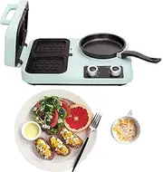 4-In-1 Breakfast Station,304 Stainless Steel Electric Multifunctional Mini Toaster Sandwich Breakfast Maker,Dual Zone Work,Pot And Non-stick Frypan,60 Min Timer,For Frying Boiling And Roasting
