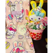 Hello kitty Easter plush throw 50 x 70 with chick stepper 6.7 ounce tea cup set