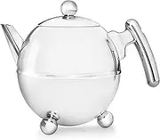 Bredemeijer Bulbed, Round, Double-Walled Stainless Steel teapot 1.5 litres with Chrome-Coloured Handle