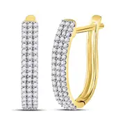 10kt Yellow Gold Round Diamond Triple Row Hoop Earrings 1/4 Cttw