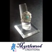Myrtlewood's Handmade - AMAZONITE & QUARTZ WIRE-WRAP RING - Silver-Filled
