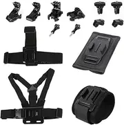 WelMount 4 in 1 Accessories Set Head Strap Mount, Chest Mount, Wrist Mount, Backpack Clip Holder Compatible with Gopro Hero 13 12 11 10 Max 9 8 7 6 5 Session Osmo Most Insta360 Action Camera