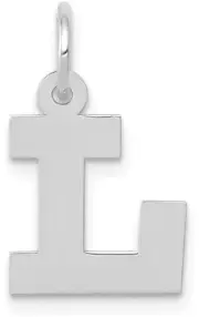 10K White Gold Small Block Initial L Charm