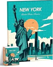 PieceRelax Canvas Wall Art Puzzles for Adults - Studio Inception_Days in New York - Statue of Liberty Unique Gift & Home Décor with Plastic Jigsaw Puzzle Artwork for Living Room Bedroom [HN1403]