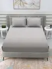 250 TC Satin Cotton Queen Flat Bedsheet,1 Bedsheet 2 Pillow Covers Light Grey