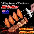 3-prong Stainless Steel Skewers for Grilling with Push Bar Metal Kabob Skewer