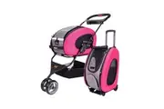 Ibiyaya EVA 5-in-1 Combo Pet Carrier, Pram & Backpack, Hot Pink