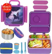 Insulated Bento Box for Kids Adults 4-Compartment Lunch Container with Food Jar