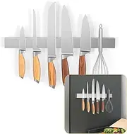 Ninonly 30 CM Magnetic Knife Holder for Refrigerator, Stainless Steel Double Sided Magnet Knife Strip for Wall, No Drilling Magnetic Knife Rack with Powerful Magnetic Pull Force Fridge Applicable