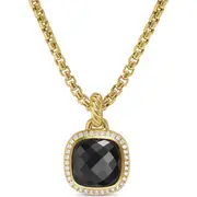 David Yurman Albion® Pendant in 18K Yellow Gold with Diamonds, 11mm in Black Onyx at Nordstrom One Size