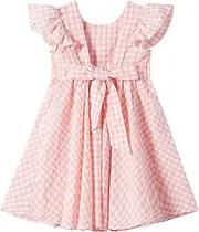 [Beganly] Lovely V-Back Toddler Girls Lace Dress Baby Flutter Sleeves Bow Backless Swing Party Princess Dresses