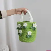 交換禮物-綠色花朵包包diy手工編織包包毛線鉤針編織材料包手織禮物送女友