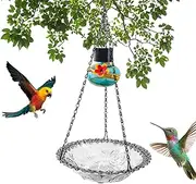 Bird Water Feeder – Garden Bird Station, Solar Bath Tray, Birds Bath Tray | Features Solar-Powered Led Light, Made from Weather-Resistant Durable Plastcs Ideal for Balcony Or Patio Railing