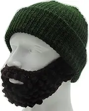 KiRYu Unisex Wacky Beard Hat Knit Funny Beanie Halloween Cap Wind Mask Green