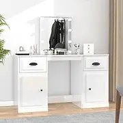 Generic Dressing Table with LED High Gloss White 130x50x132.5 cm