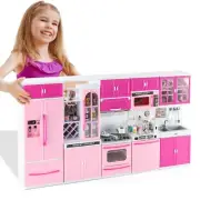 64 PCS Pink Kitchen Toys with Lights Sounds|Kids Play Mini Furniture Sets for...