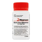 Ranvet Worm Free Allwormer (White Label)25Kg L Dog 25Tabs