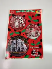 Vtg 1997 Christmas Window Clings Pet Dalmation Dogs Red White
