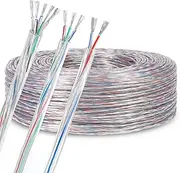2/3/4 Core Tinned Copper Wire Transparent Multi-Core Power Cable Heat-Resistant PVC Insulation, Flexible & Durable for LED Lighting, Appliances, Machinery(100ft,2c-26AWG)