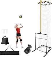 Volleyball Setter Training Equipment 8 Adjustable Heights,Sturdy and Durable 130inch Volleyball Setting Trainer 6 Adjustable Angles for Indoor and Outdoor Training with Wheels and Carrying Bag