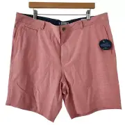 Tailor Byrd Size 40 Performance Golf Shorts Flat Front Polyester Blend Red Men's