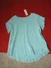 NWT Soft Surroundings Jacinda 2 Gauze Cotton Short Sleeve Top Teal Size PS NEW