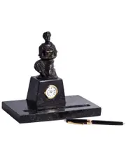 Bey-Berk Bronze Finished Hippocrates Sculpture with Clock