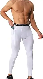 [NuCamper] Compression Pants for Men, Athletic Tights Pockets, Men Running Pants Long, Thermal Base Layer, Quick Drying, Tight Breathable, Functional, For Exercise Running Fitness Jogging Sports Gym