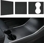 Gleway Center Console Wrap Cover Kit Compatible with Tesla Model Y/3, Console Cover Interior Decoration Wrap Kit ABS Matte Black Decoration Sticker Compatible with Tesla Model 3/Y 2017-2020