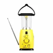 Camping Lantern Solar Rechargeable Hand Crank 4-way Powered AM/FM Radio 8 LED Flashlight Cell Phone Charger, Support AA Battery for Hike Climbing