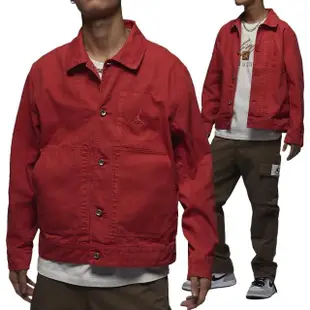 【NIKE 耐吉】Jordan Essentials Chicago 男款 紅色 水洗 做舊 襯衫 工裝 外套 FN4528-604